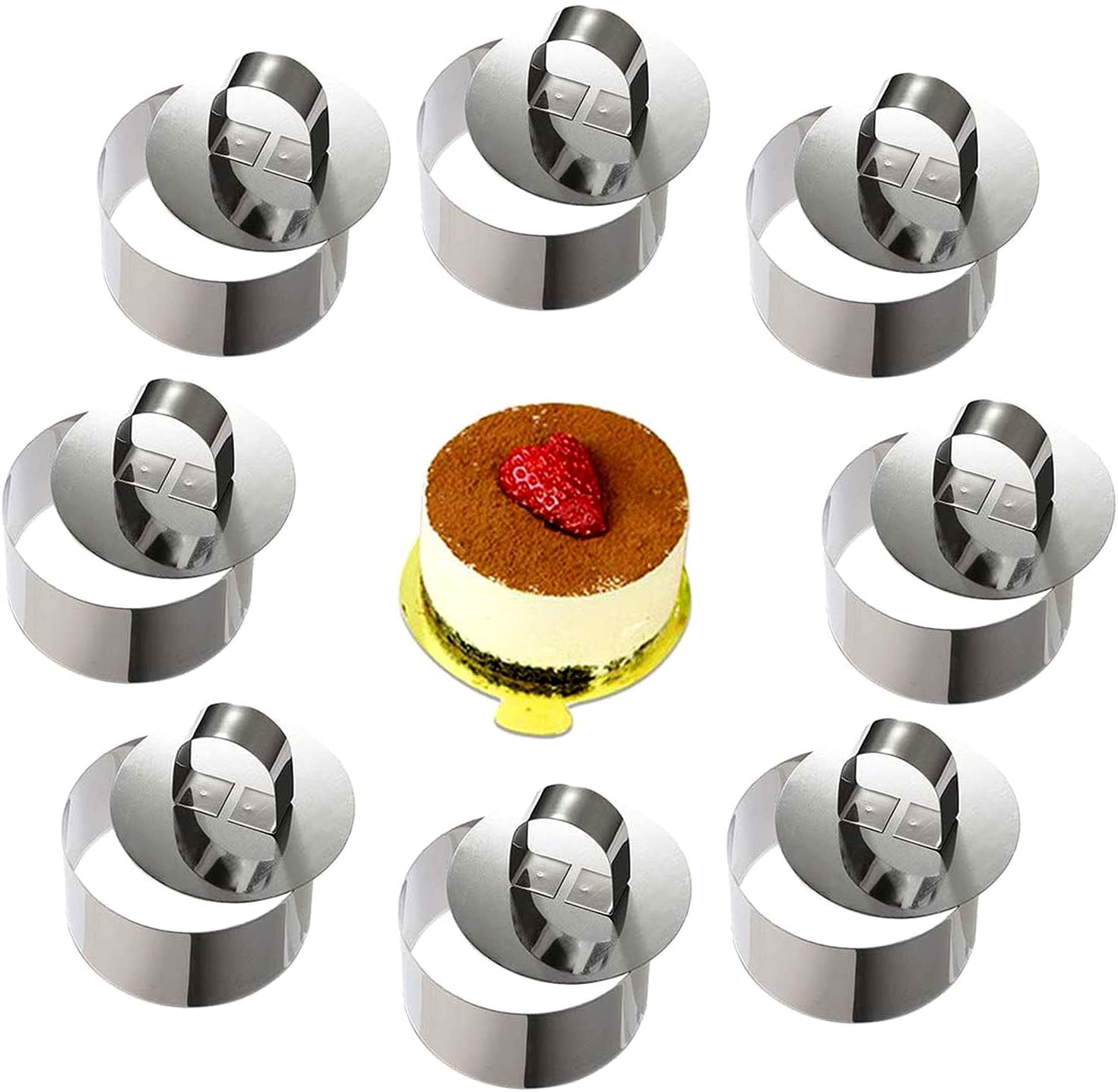 Luxshiny Pastry Rings Cake Ring Biscuit Cutters Stainless Steel Mousse Ring  Square Pastry Molds Metal Baking Molds Funnel Cake Ring Mold Square Cake