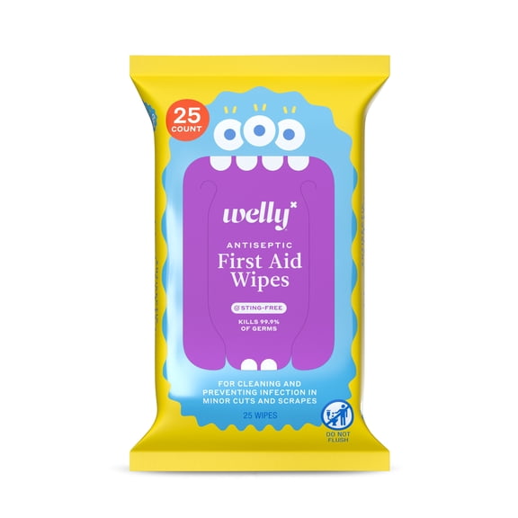 Welly First Aid Antiseptic Wipes 25ct