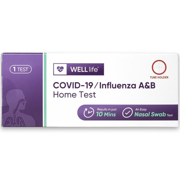 WELLlife COVID-19/Influenza A&B Home Test, Covid Test Results in 10 Minutes FDA Authorised Covid Flu Combo Test for Home, 1 Test