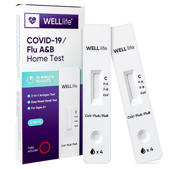 WELLlife Covid-19/Flu A&B Home Test, Covid Flu Combo Test 3-in-1 Antigen Rapid Test Result in 10 Minutes FDA Authorised Covid Home Test,2 Tests
