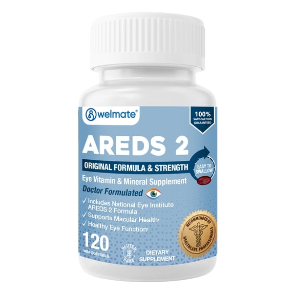 WELMATE AREDS 2 Eye Vitamins & Mineral Supplement, Advanced Vision Support, Lutein & Zeaxanthin, 120 Mini Softgels
