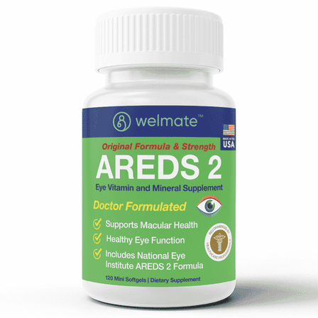 WELMATE AREDS2 Eye Health Vitamin & Mineral Supplement | Advanced Vision Support | Lutein & Zeaxanthin | 120 Mini Softgels