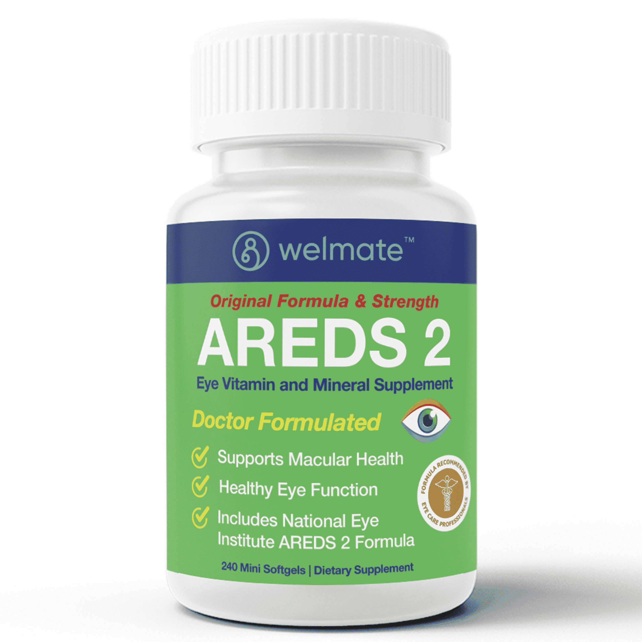 WELMATE AREDS2 Eye Health Vitamin & Mineral Supplement | Advanced Vision Support | Lutein & Zeaxanthin | 240 Mini Softgels