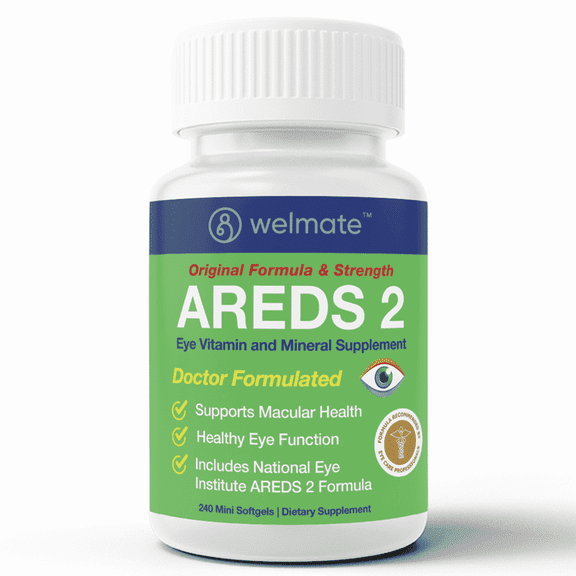 WELMATE AREDS 2 Eye Vitamins, 240 Mini Softgels, Lutein, Zeaxanthin, Vitamin C, Zinc, Vision Support