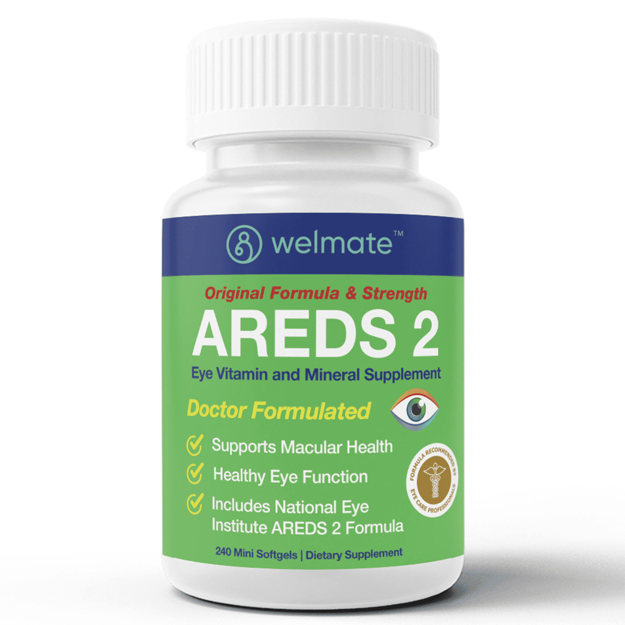WELMATE AREDS2 Eye Health Vitamin| Advanced Vision Support | Lutein & Zeaxanthin | 240 Mini Softgels