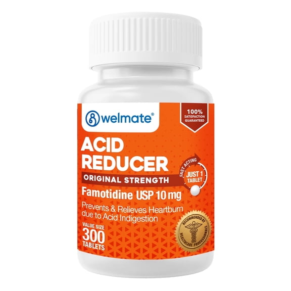 WELMATE Famotidine 10mg, Heartburn Relief, Acid Reflux, 300 Tablets