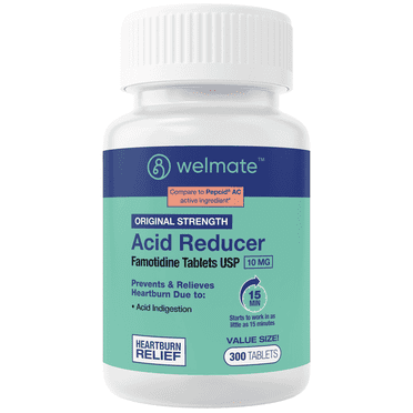 WELMATE Acid Reducer, Famotidine 10mg Heartburn Relief - 300 Tablets