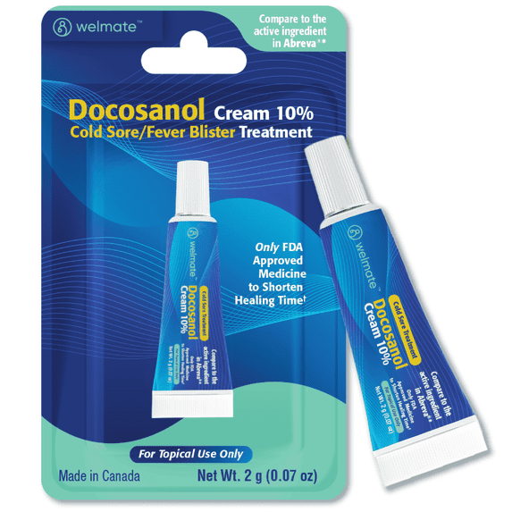 WELMATE Cold Sore Treatment Docosanol Cream 10%, Lip Care and Lip Repair, Fever Blister Medicine, FSA Eligible HSA Eligible, 0.07 oz