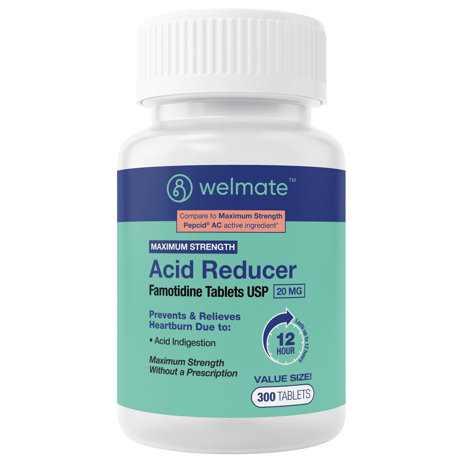 WELMATE - Famotidine Acid Reducer, 20mg - Maximum Strength - 300 Tablets