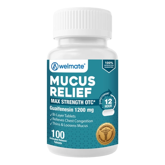 Yablets Welmate Mucus Relief Guaifenesin 1200mg - 100 Count Extended-Release ...