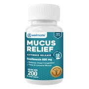WELMATE Cough Medicine Mucus Relief Guaifenesin 600 mg Expectorant Tablets, 200 Count