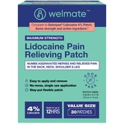 WELMATE Pain Management, Lidocaine 4% Pain Relief Patches, Maximum Strength, 30 Count