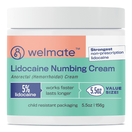 WELMATE 5% Lidocaine Cream, Pain Management, Numbing Cream, 5.5oz