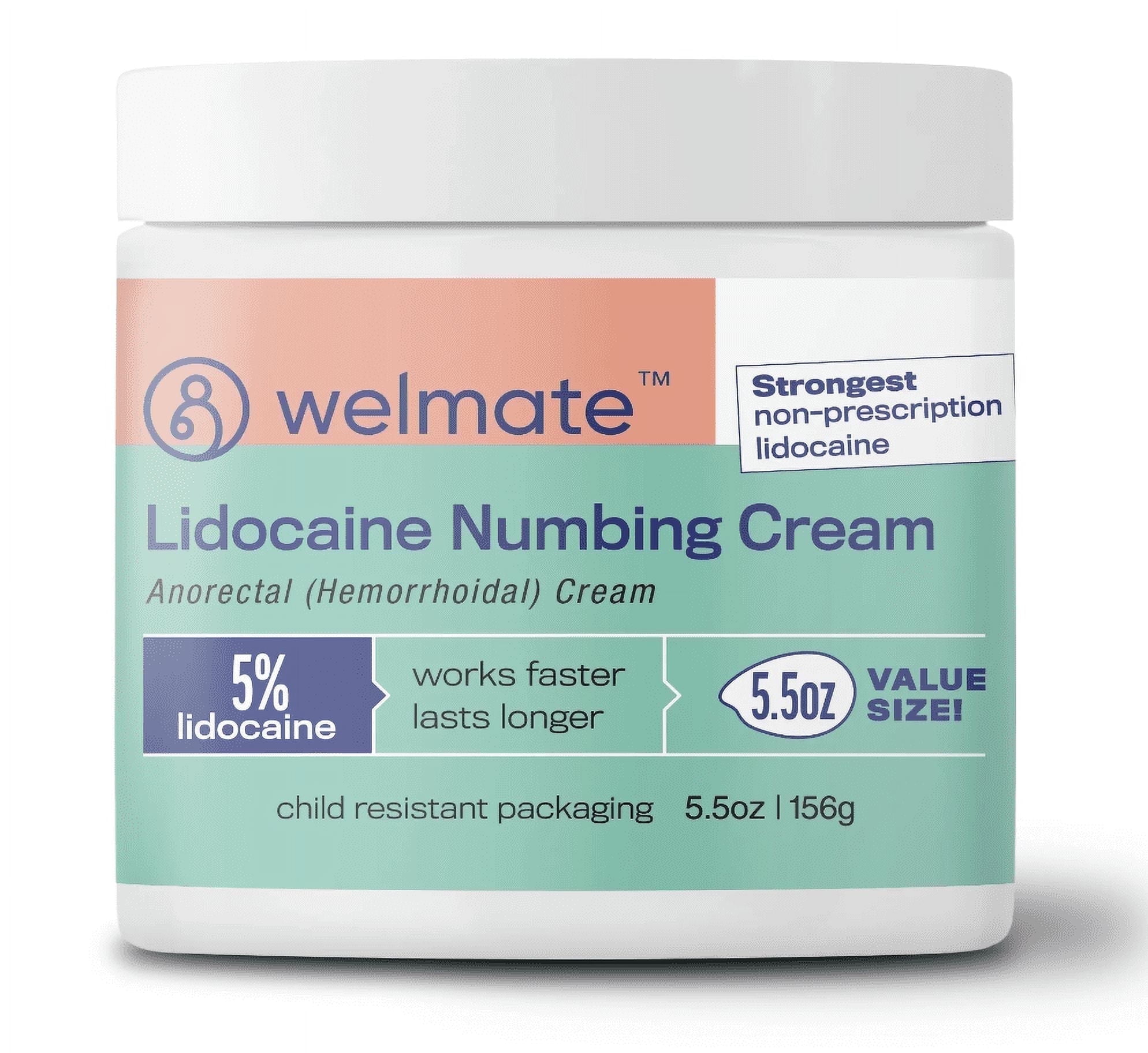 WELMATE Pain Relief, 5% Lidocaine Numbing Cream, 5.5oz