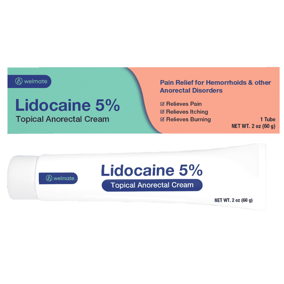 WELMATE Pain Relief, 5% Lidocaine Numbing Cream, 2oz