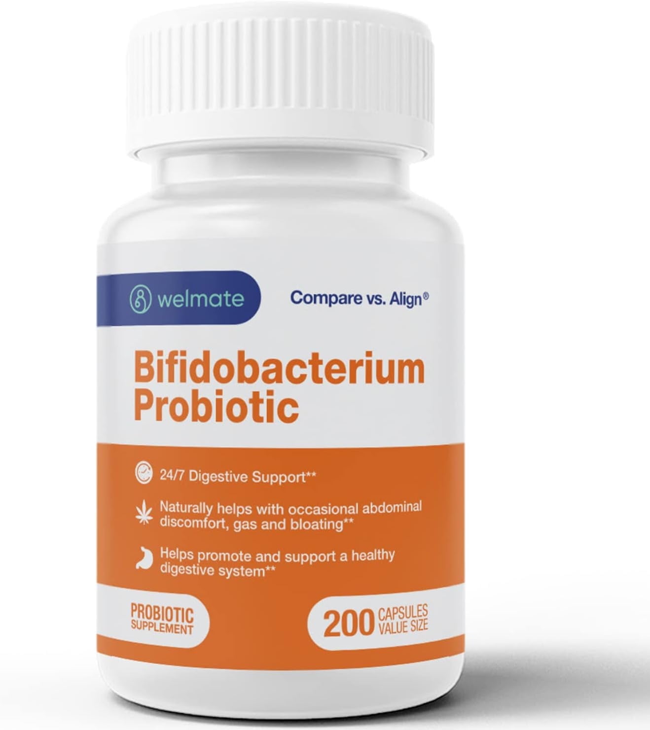 WELMATE Probiotic Supplement, Bifidobacterium - USA Made - 200 Capsules
