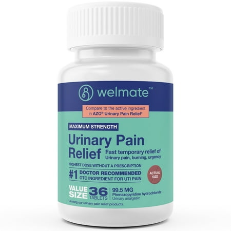 WELMATE Urinary Pain Relief UTI Phenazopyridine HCL 99.5 mg, 36 Tablets