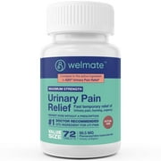 WELMATE UTI Pain Relief, Phenazopyridine HCL 99.5mg - USA Made - 72 Tablets