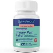 WELMATE UTI Pain Relief, Phenazopyridine HCL 99.5mg - USA Made - 72 Tablets