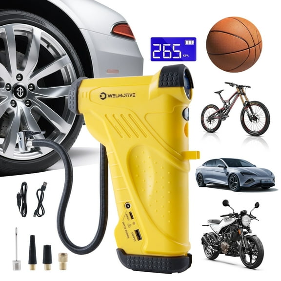 WELMOTIVE Tire Inflator Portable Air Compressor, 150 PSI Cordless Air Pump with 6000mAh Rechargeable Battery for Car, Truck, Motorcycle Tires & Ball, Compact Bike Pump