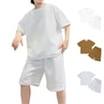 thumbnail image 1 of WELOIJEVBE Boy Summer Outfits Fashion Summer Active Short Sleeve Performance Tops and Shorts for Child Boy Boys Outfits 5-6 Years, 1 of 6