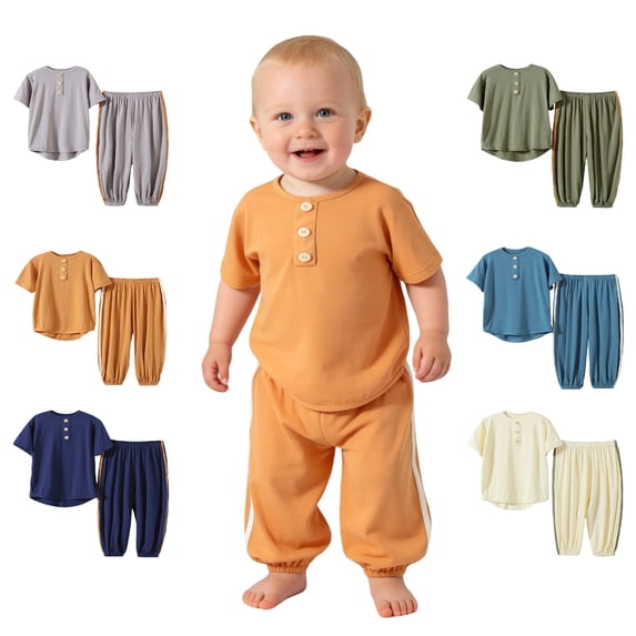WELOIJEVBE Boys 2 Piece Outfits Athletic Boys Spring Summer Short Sleeve T-Shirt and Shorts Boys Size Clothes 0-3 Months