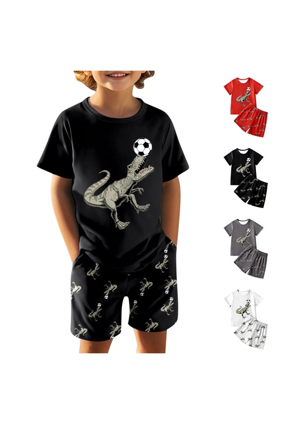Boys 2 Piece Outfits Casual Child Boys Spring Summer Short Sleeve T-Shirt and Shorts clothes for boys 4-5 Years