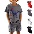 thumbnail image 1 of WELOIJEVBE Boys 2 Piece Set Casual Summer Active Short Sleeve Performance Tops and Shorts for Child Boy clothes for boys 3-4 Years, 1 of 9