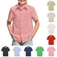 thumbnail image 1 of WELOIJEVBE Boys Button Down Shirts Girls Pink Button Down Shirt Graduation Shirts Kids Uniform Shirts for Boys 5-6 Years, 1 of 5