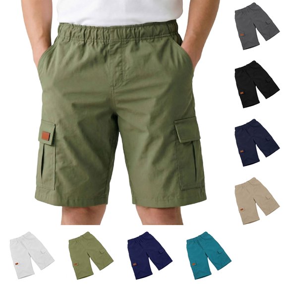 WELOIJEVBE Boys Girls Uniform Shorts Classic Pull on Elastic Waist Shorts with Pockets Army Green Shorts for Boys Back To School Outfits for Boys Kid Preppy Clothes 9-10 Years