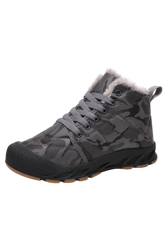 Boys Winter Boots Boys Little Child and Big Kids High Top Outdoor Water Proof Camouflage Snow Boots Children Plush Warm Cotton Shoes Trendy and Fashionable Kids Sports Shoes Boys Boots