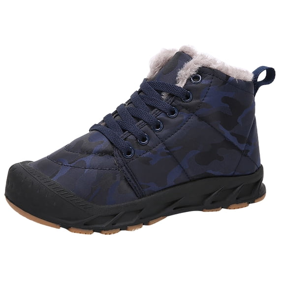 WELOIJEVBE Boys Winter Boots Boys Little Child and Big Kids High Top Outdoor Water Proof Camouflage Snow Boots Children Plush Warm Cotton Shoes Trendy and Fashionable Kids Sports Shoes Boys Boots