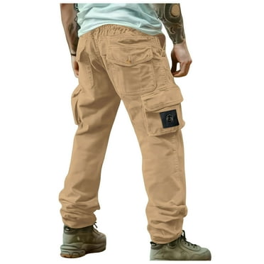 WELOIJEVBE Cargo Pants for Men Men's Autumn/Winter 2024 Solid Color Comfortable Casual Pocket Overalls