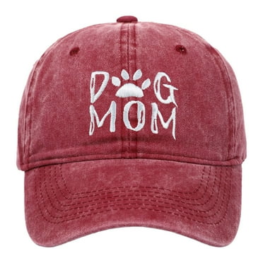 WELOIJEVBE Dog Mom Embroidered Washed Baseball Cap Outdoor Adjustable Sun Hat for Women