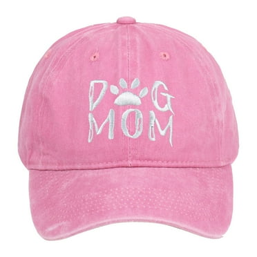 WELOIJEVBE Dog Mom Embroidered Washed Baseball Cap Outdoor Adjustable Sun Hat for Women
