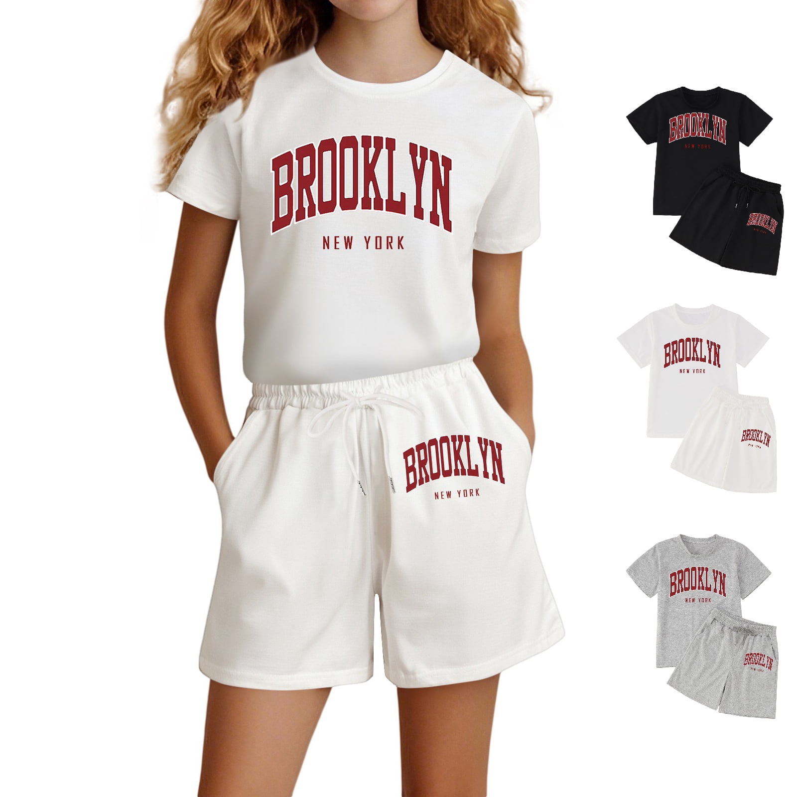 Girl Summer Outfits Sets Athletic Child Girls Short Sleeve T-Shirt and Shorts clothes for Girls 5 Years