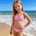 thumbnail image 1 of WELOIJEVBE Girls 2 Piece Swimsuit Casual Halter Neck Bikini Set Kids Girls Bathing Suits Girls Swimsuits Size 9-10 Years, 1 of 6