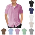 thumbnail image 1 of WELOIJEVBE Girls' Button Down Shirts Pink Uniform Shirts for Boys Graduation Shirts School Uniform for Boys 13-14 Years, 1 of 5