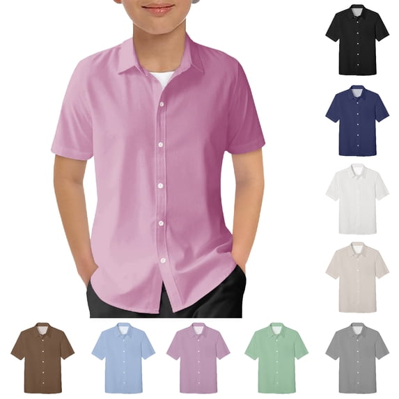WELOIJEVBE Girls' Button Down Shirts Pink Uniform Shirts for Boys Graduation Shirts School Uniform for Boys 13-14 Years