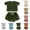 thumbnail image 1 of WELOIJEVBE Girls Summer Clothes Sets Casual Short Sleeve T-Shirts Top and Shorts for Child Girls Girls Clothes 6-7 Years, 1 of 3