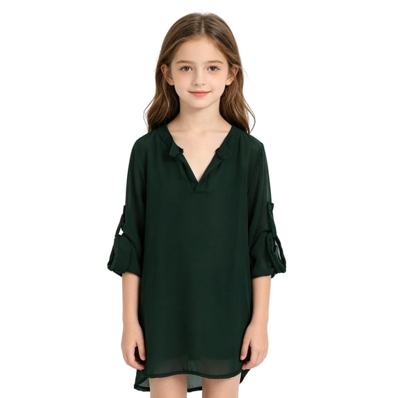 WELOIJEVBE Girls Swimsuit Cover up Beach Dress Bikini Swimsuit Army Green Beach Dress Chiffon Bikini Coverup Summer Vacation for Girls 10-11 Years