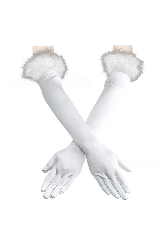 Gloves for Women Women's Long Opera Party 1920s Satin Tea Party Gloves Stretch Gloves Feather Gloves Winter Gloves