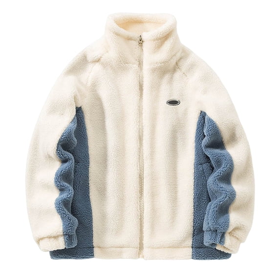 WELOIJEVBE Jacket Men Mens Autumn and Winter Fashion Casual Contrast Color Warm Thickened Long Sleeved Jacket Mens Jacket