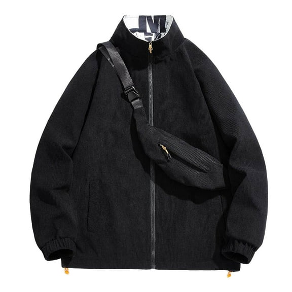 WELOIJEVBE Jackets for Men Men's Casual Style Jacket with Pocket with No Cap Strap Zipper Standing Collar Long Sleeve Winter Jackets for Men