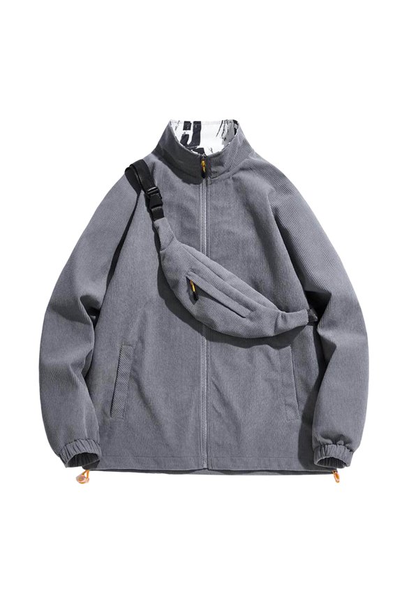 Jackets for Men Men's Casual Style Jacket with Pocket with No Cap Strap Zipper Standing Collar Long Sleeve Winter Jackets for Men