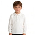thumbnail image 1 of WELOIJEVBE Kids Boy's Long Sleeve Polo Shirts Boys School Uniform Shirts Casual Collared V Neck Kids Boys Button down Shirt 4-5 Years Boy Clothes, 1 of 9