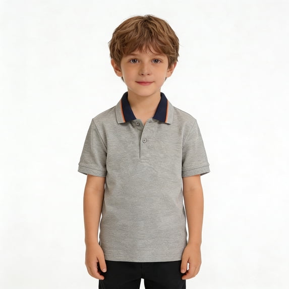 WELOIJEVBE Kids Boy's Short Sleeve Polo Shirts Boys Uniform Shirts Casual Collared V Neck Boys Button down Shirt Boys Clothes Size 6-7 Years