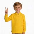 thumbnail image 1 of WELOIJEVBE Kids Boys Long Sleeve Polo Shirts Boys Uniform Shirts Casual Collared V Neck Polo Shirts for Boys Boys Size 7-8 Years Shirts, 1 of 4