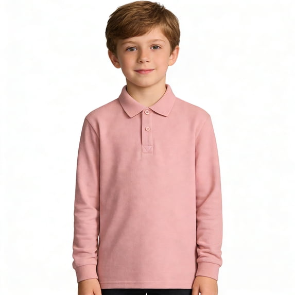 WELOIJEVBE Kids Boys Long Sleeve Polo Shirts School Uniform Shirts Classic Collared Neck Polo Shirts for Boys Boys 7-8 Years Shirts