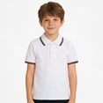thumbnail image 1 of WELOIJEVBE Kids Boys Short Sleeve Polo Shirts Boys Uniform Shirts Casual Collared V Neck Boys Button down Shirt 3-4 Years Boy Clothes, 1 of 4